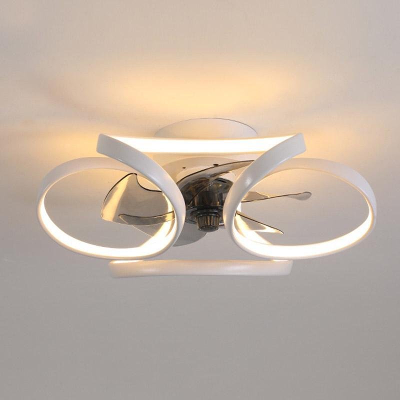 LED Flush Mount Ceiling Fan Light with Remote Control - Modern Flower Design for Living Room & Bedroom Lighting