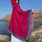 Tibetan Shawl Border Small Floral Flower Hooded Cloak