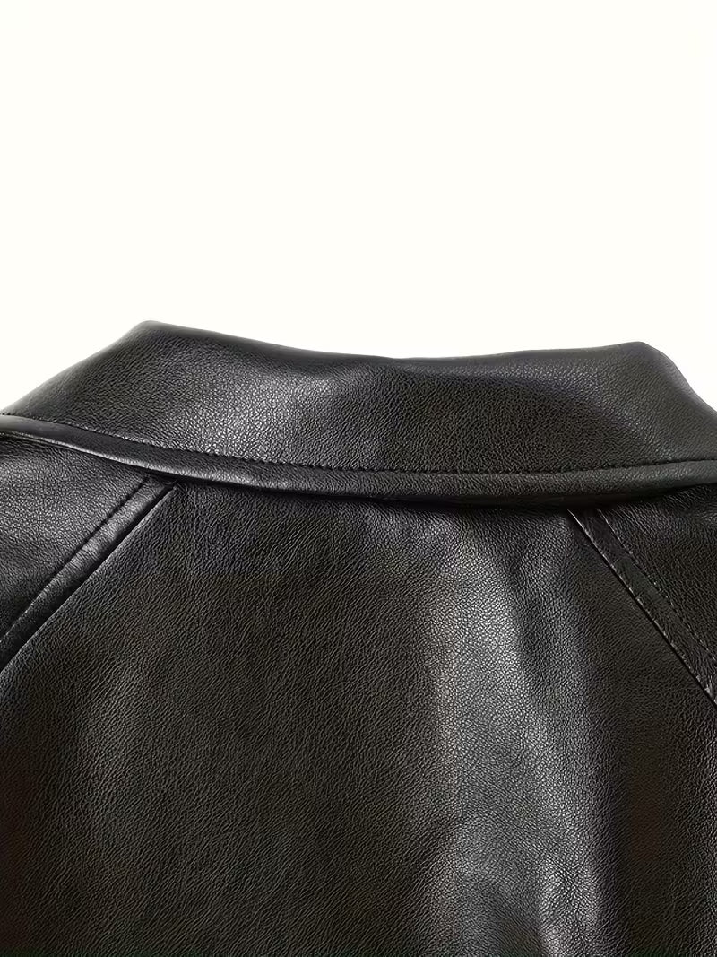 Women’s Chic Crop Jacket – Lightweight Casual Coat with Lapel Collar