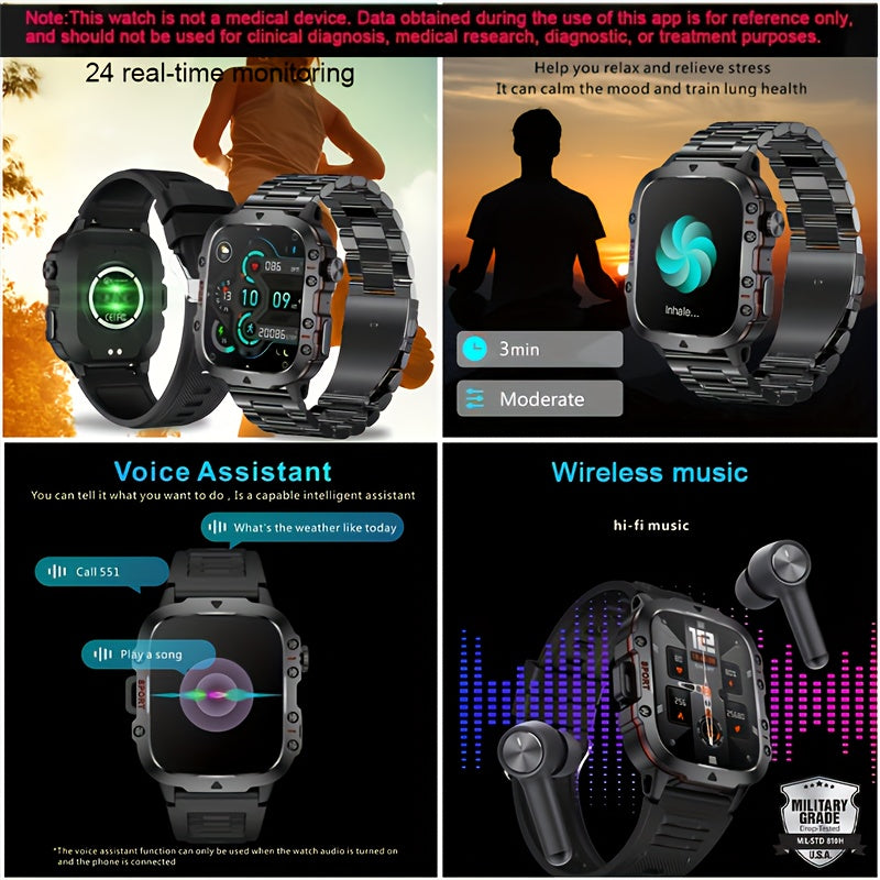 Merchpublic Rugged Smart Watch Wireless Call Waterproof