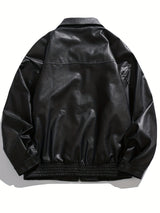 Men’s Casual Outdoor Zip-Up Motorcycle Jacket – Lightweight Black Stylish Outerwear