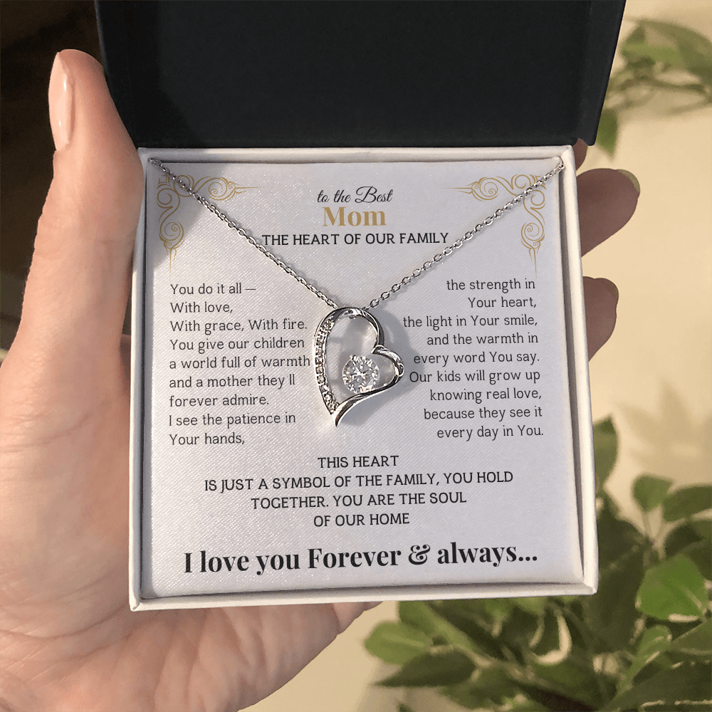 To the Best Mom - The Heart of Our Family-I love you Forever & always Necklace #Mothers Day