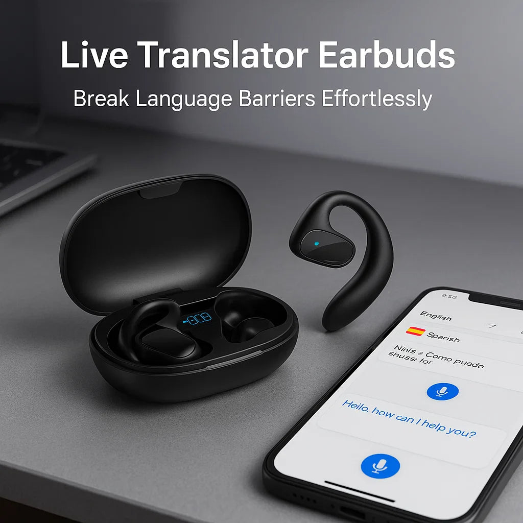 Live Translator Earbuds - Real-Time Two-Way Communication in 144 Languages and Music
