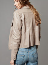 Women’s Open Front Leather Jacket – Classic Lapel Outerwear