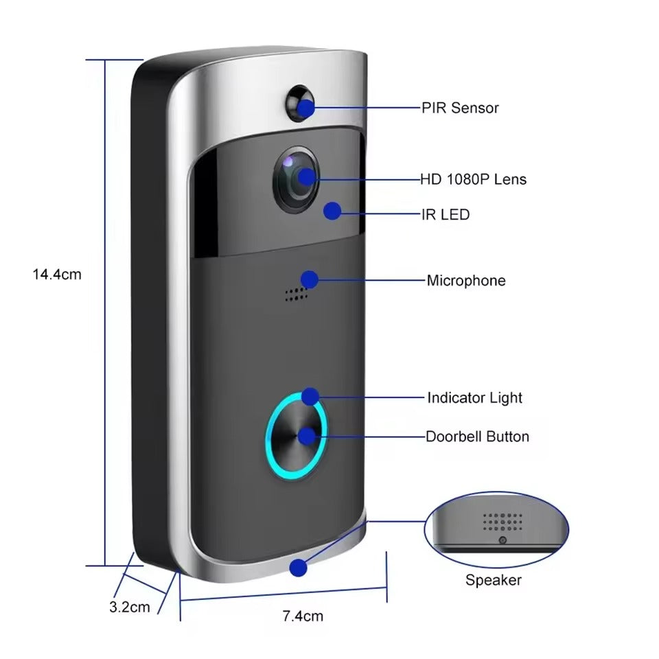 Wireless HD WiFi Video Doorbell | Night Vision, Two-Way Intercom & Motion Alerts for Home Security