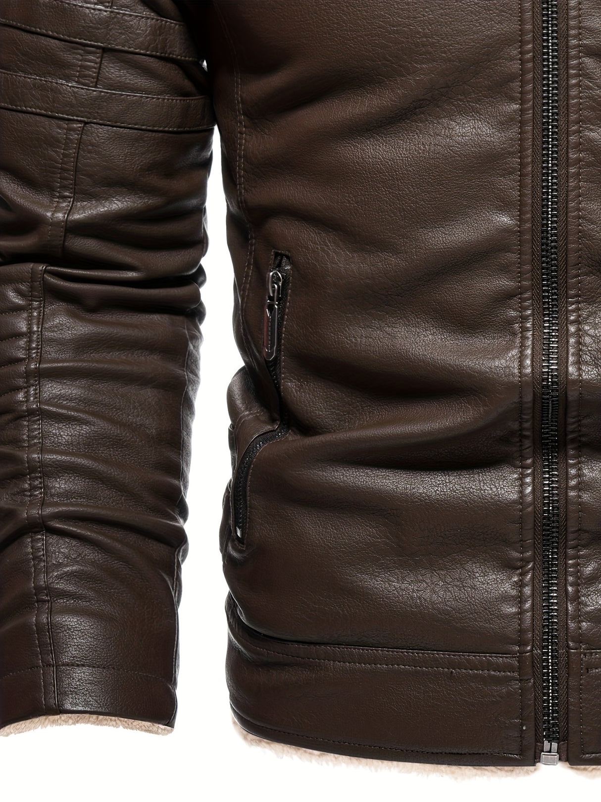 Men’s Winter Plush Motorcycle Jacket – Slim Fit, Full Zip, Warm & Stylish