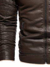 Men’s Winter Plush Motorcycle Jacket – Slim Fit, Full Zip, Warm & Stylish