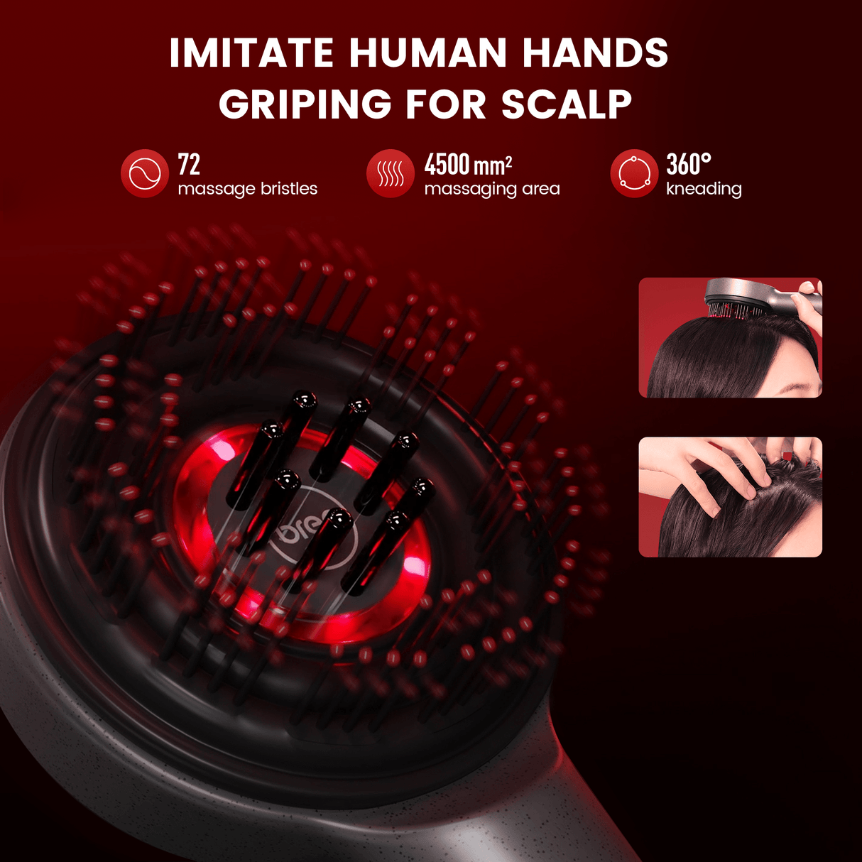 Scalp Massaging Brush with Red Light Therapy | Promotes Hair Growth & Relieves Scalp Tension for Healthier Hair
