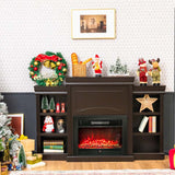 70" Mantel Fireplace TV Stand with 28.5" 750W/1500W Electric Fireplace Insert, Modern Media Fireplace Cabinet Built-in 6 Storage Shelves