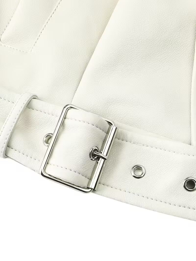 Women’s Chic Crop Jacket – Lightweight Casual Coat with Lapel Collar