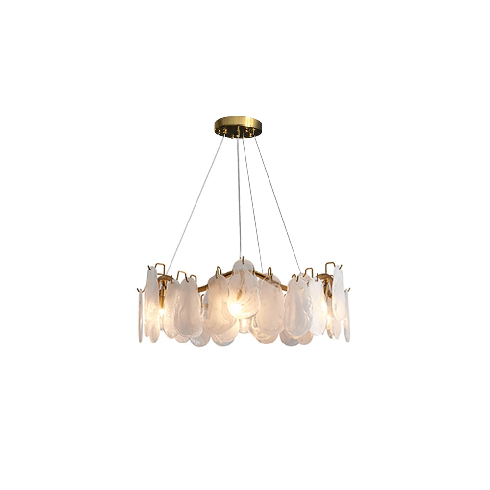 6-Light Tiered Cloud Glass Chandelier with Adjustable Cables for Dining Room & Entryway Lighting