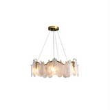 6-Light Tiered Cloud Glass Chandelier with Adjustable Cables for Dining Room & Entryway Lighting
