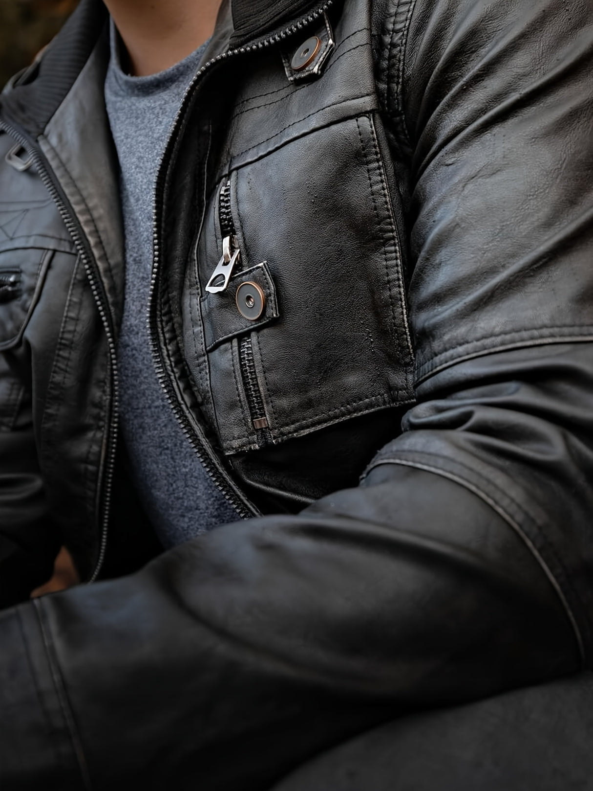 Men’s Vintage Pilot Jacket – Retro Motorcycle Style, Lightweight Casual Outerwear