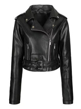 Women’s Biker Jacket – Chic Motorcycle Zip-Up Coat