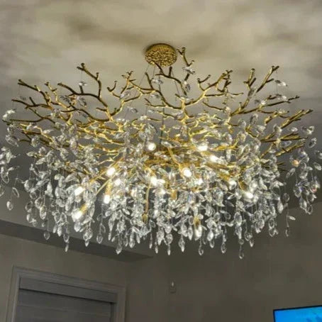 French Style Crystal Chandelier with Branch Design for Living Room & Dining Room Lighting