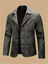 Vintage Men’s Blazer Style Jacket – Button Front Winter Softshell Coat