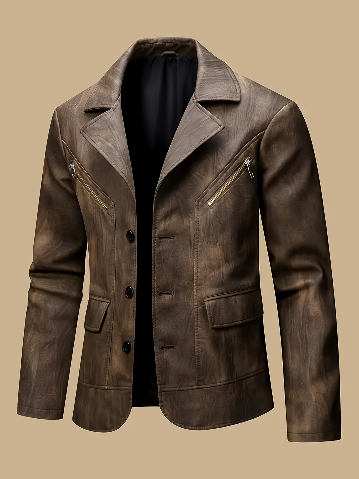 Vintage Men’s Blazer Style Jacket – Button Front Winter Softshell Coat