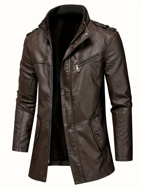 Men’s Casual Streetwear Jacket – Stand Collar, Zip Pockets, Autumn Winter Wear