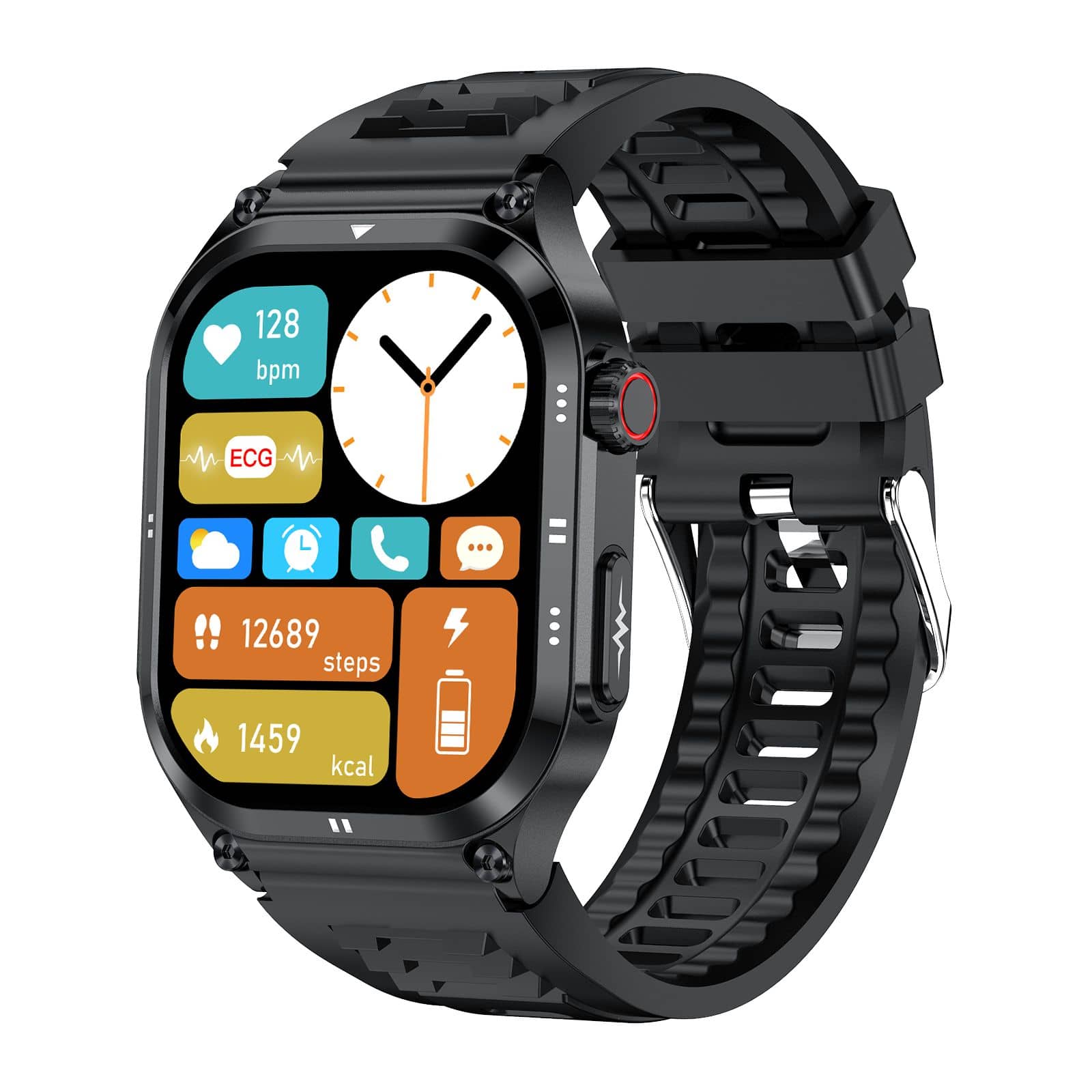 PH281 AMOLED Slim Outdoor ECG/EKG Bluetooth Calls Health Measurement Smart Watch