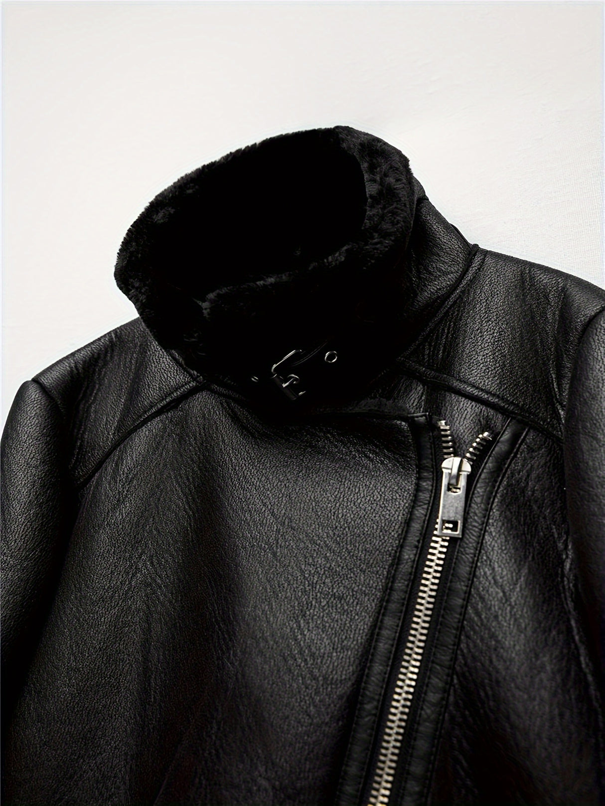 Women’s Creative Style Winter Motorcycle Jacket – Warm Fleece, Slim Fit