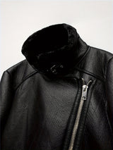 Women’s Creative Style Winter Motorcycle Jacket – Warm Fleece, Slim Fit