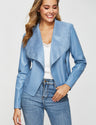 Women’s Open Front Leather Jacket – Classic Lapel Outerwear