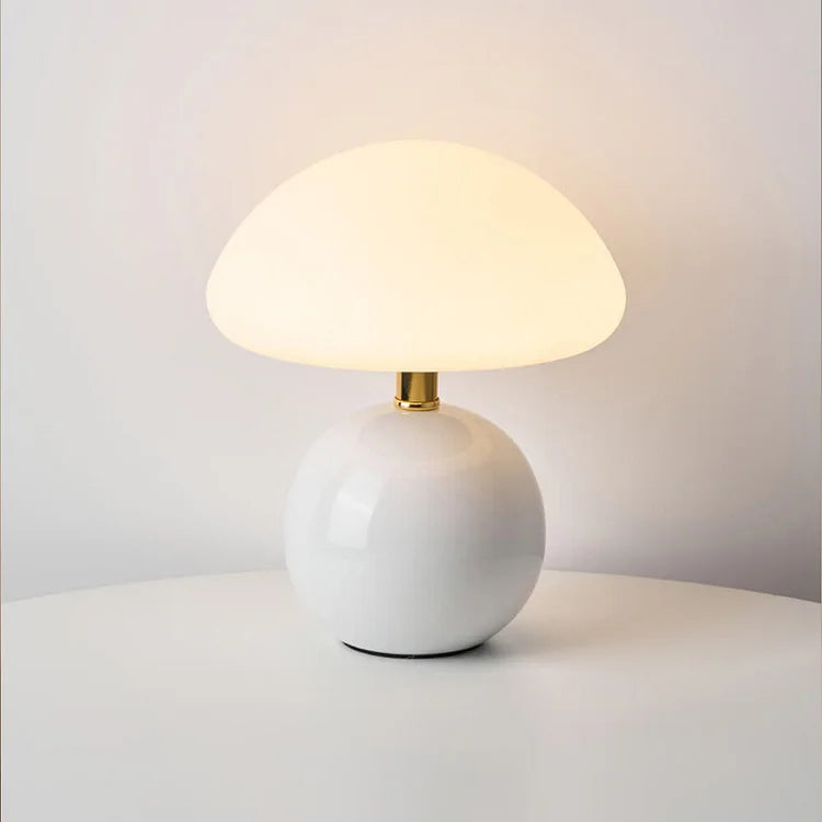 French Cream Mushroom Table Lamp - Vintage Style Lighting for Home Decor & Living Room