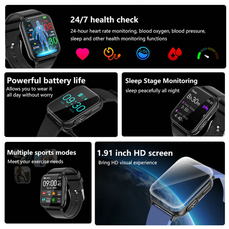 Merchpublic Smart Watch New ECG Blood Sugar Heart Rate Blood Pressure Sleep Monitoring Weather News Sports