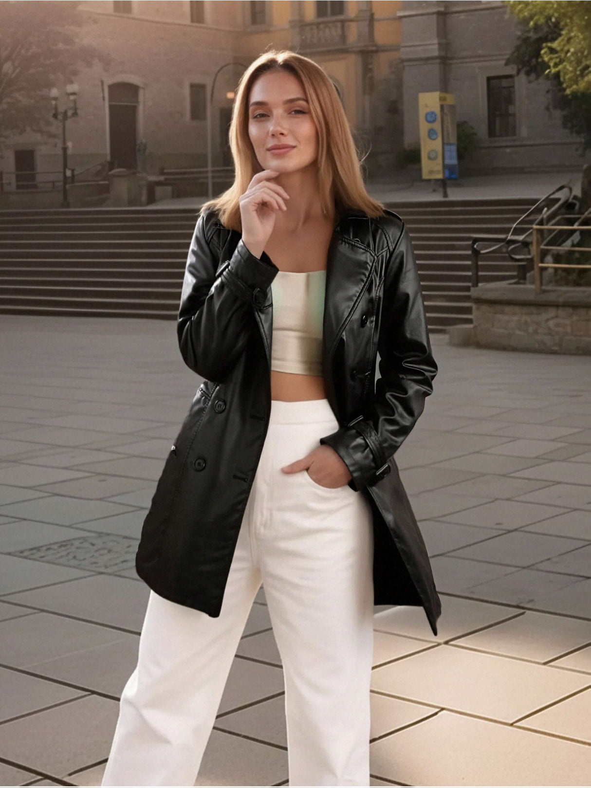 Women’s Spring Autumn Trench Coat Jacket – Lightweight Belted Commuter Outerwear