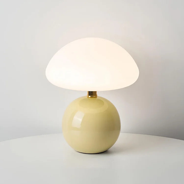 French Cream Mushroom Table Lamp - Vintage Style Lighting for Home Decor & Living Room
