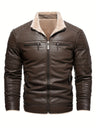 Men’s Winter Plush Motorcycle Jacket – Slim Fit, Full Zip, Warm & Stylish