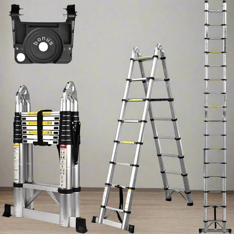 Collapsible Extendable Ladder UK – Telescopic Ladder with Non-Slip Feet, Soft-Close System for Indoor & Outdoor Use