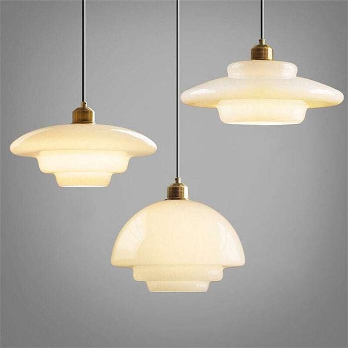 Elegant Art Deco White Glass Pendant Light – Ceiling Lamp for Hallways & Kitchens