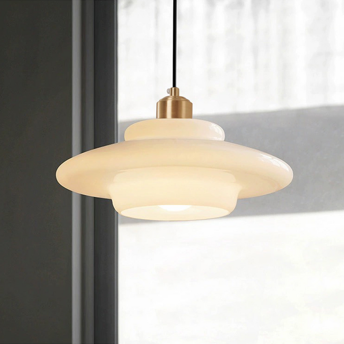 Elegant Art Deco White Glass Pendant Light – Ceiling Lamp for Hallways & Kitchens
