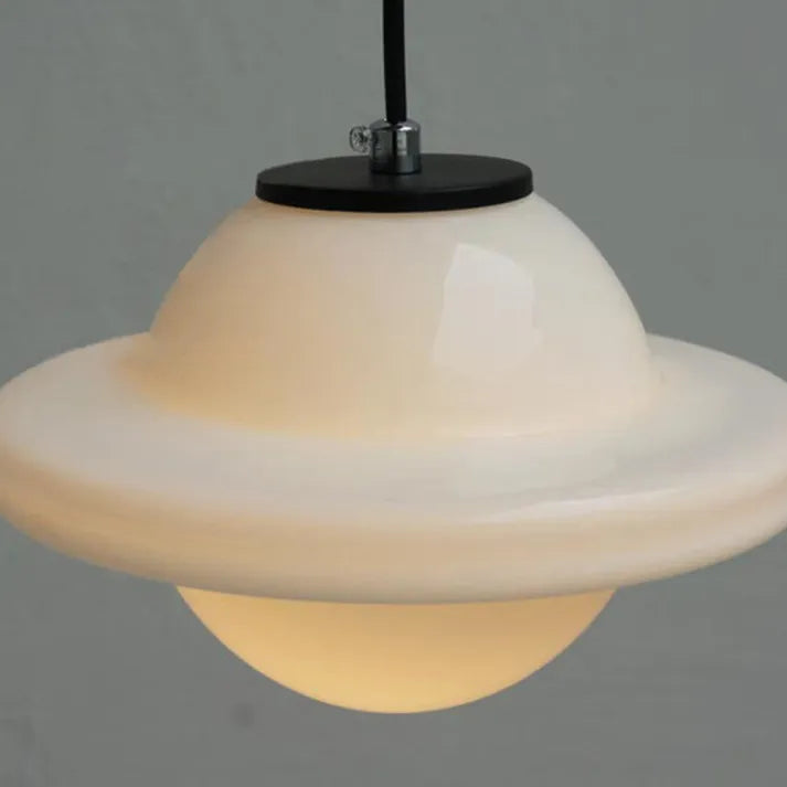 Geometric Milk Glass Pendant Light Fixture - Vintage White Design for Kitchen & Dining Room Lighting