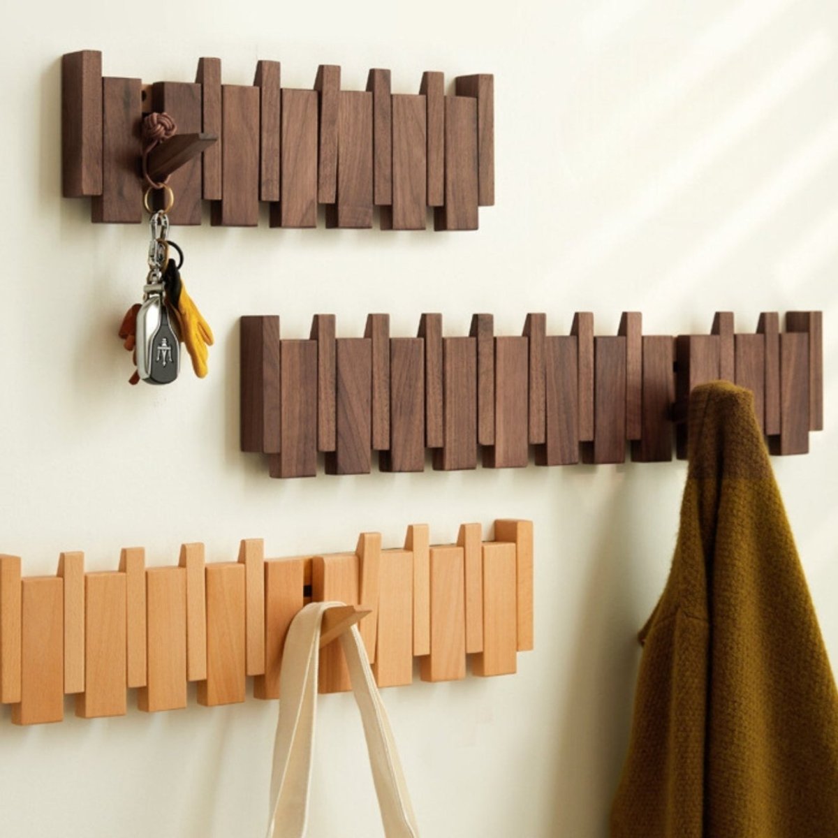 Handcrafted Wooden Piano Coatrack | Unique Design with 4-10 Hooks for Hallway, Bedroom & Office Storage