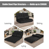 Floor Sofa 6-Position Adjustable, Foldable Lazy Sofa Sleeper Bed, Suede Cloth Cover, Floor Gaming Sofa Couch with 2 Pillows