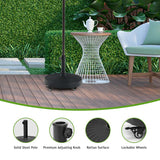50 LBS Rattan Style Resin Patio Umbrella Base Stand with Lockable Wheels, 20.5" Heavy-Duty Round Outdoor Umbrella Holder