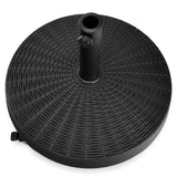 50 LBS Rattan Style Resin Patio Umbrella Base Stand with Lockable Wheels, 20.5" Heavy-Duty Round Outdoor Umbrella Holder