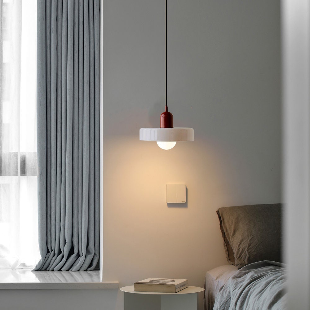 Bauhaus Pendant Light | Colored Glass, Adjustable Height & Ideal for Dining Rooms and Modern Interiors