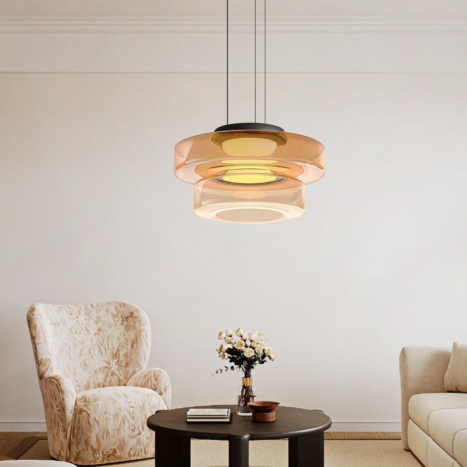 Bauhaus Style Glass Pendant Light Fixture for Kitchen Island & Dining Room