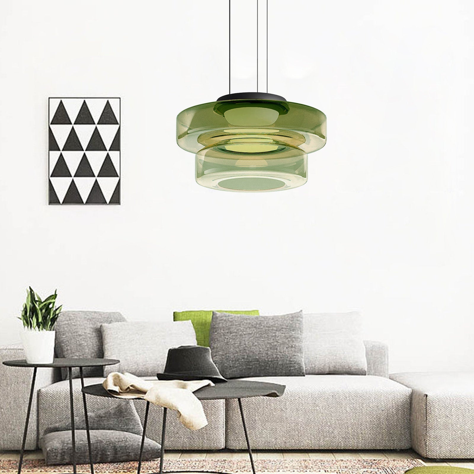 Bauhaus Style Glass Pendant Light Fixture for Kitchen Island & Dining Room
