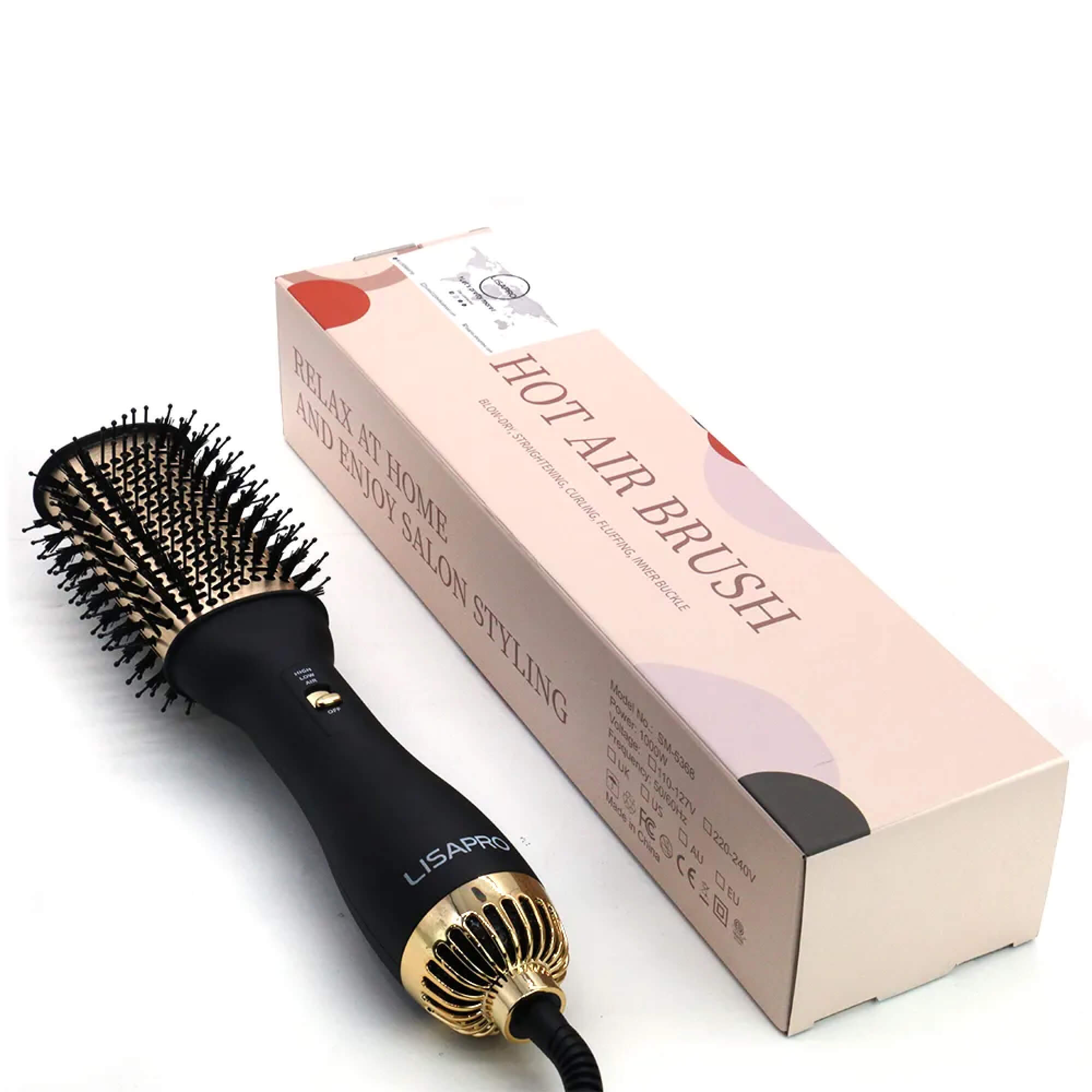 Hair Dryer Blower Styler Heated Brush Comb for Short and Long Hair