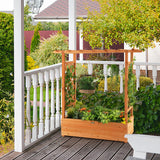 43.5"L x 17.5"W x 44"H Raised Garden Bed Planter Box with Trellis & Hanging Roof, Lattice Panel with Drainage Hole for Flower, Climbing Plant, Herb