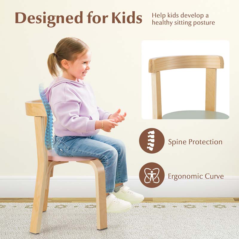 5-Piece Bentwood Kids Table & Chair Set, Toddler Activity Table with 4 Chairs, Toy Bricks, Classroom Playroom Daycare Furniture