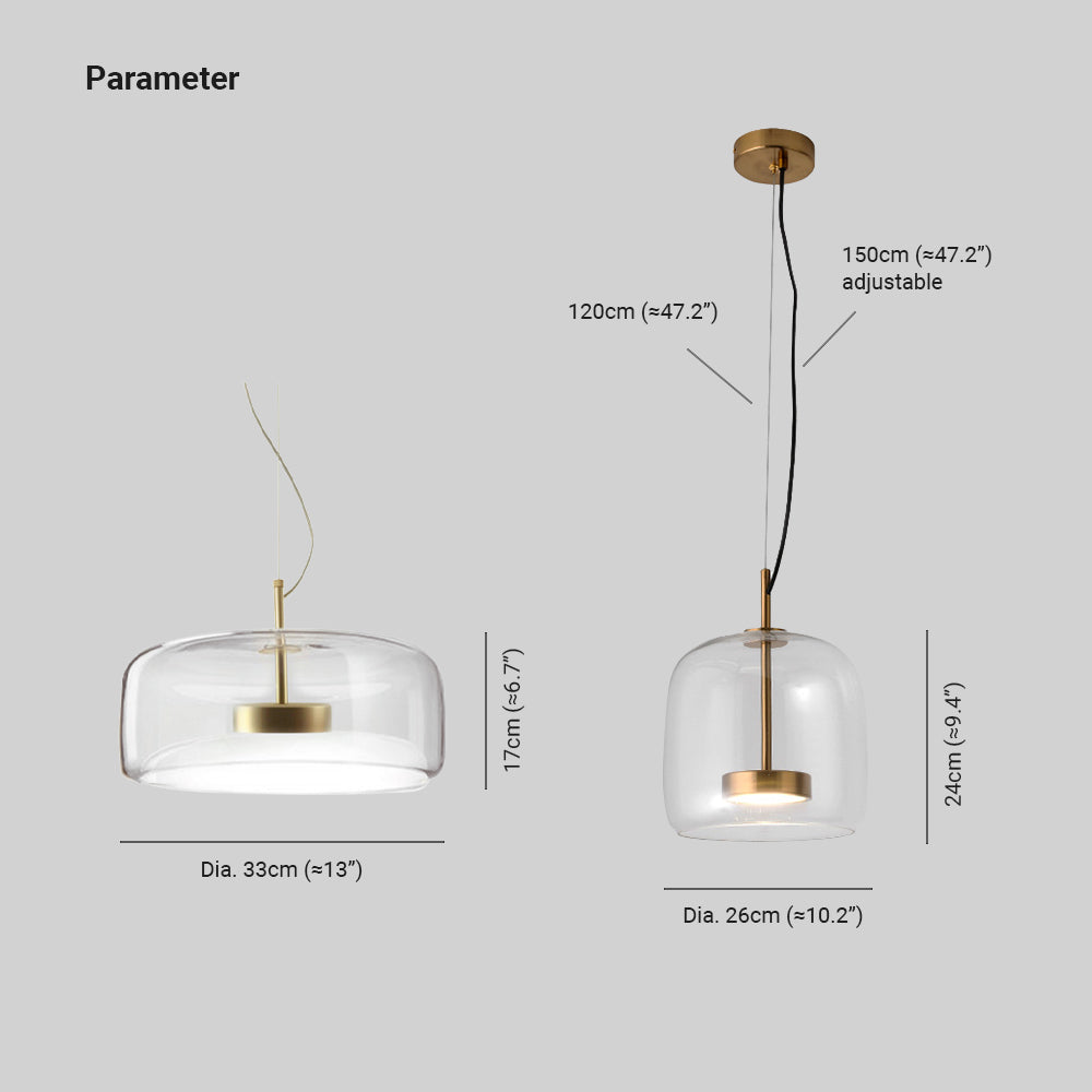 LED Pendant Lamps Golden Amber Metal Glass Bedroom