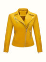 Women’s Leather-Look Short Motorcycle Jacket – Casual & Versatile Coat