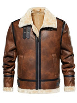 Men’s Leather Biker Jacket – Warm Lined Moto Coat for Winter