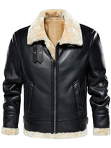 Men’s Leather Biker Jacket – Warm Lined Moto Coat for Winter