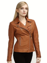 Women’s Leather-Look Short Motorcycle Jacket – Casual & Versatile Coat